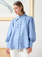 Pointed Collar Blouse - Allure Blue