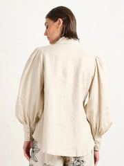 Pointed Collar Blouse - Stone