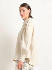 Pointed Collar Blouse - Stone