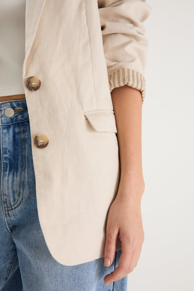 Pillar Cream Linen 2 Button Blazer