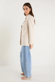 Pillar Cream Linen 2 Button Blazer