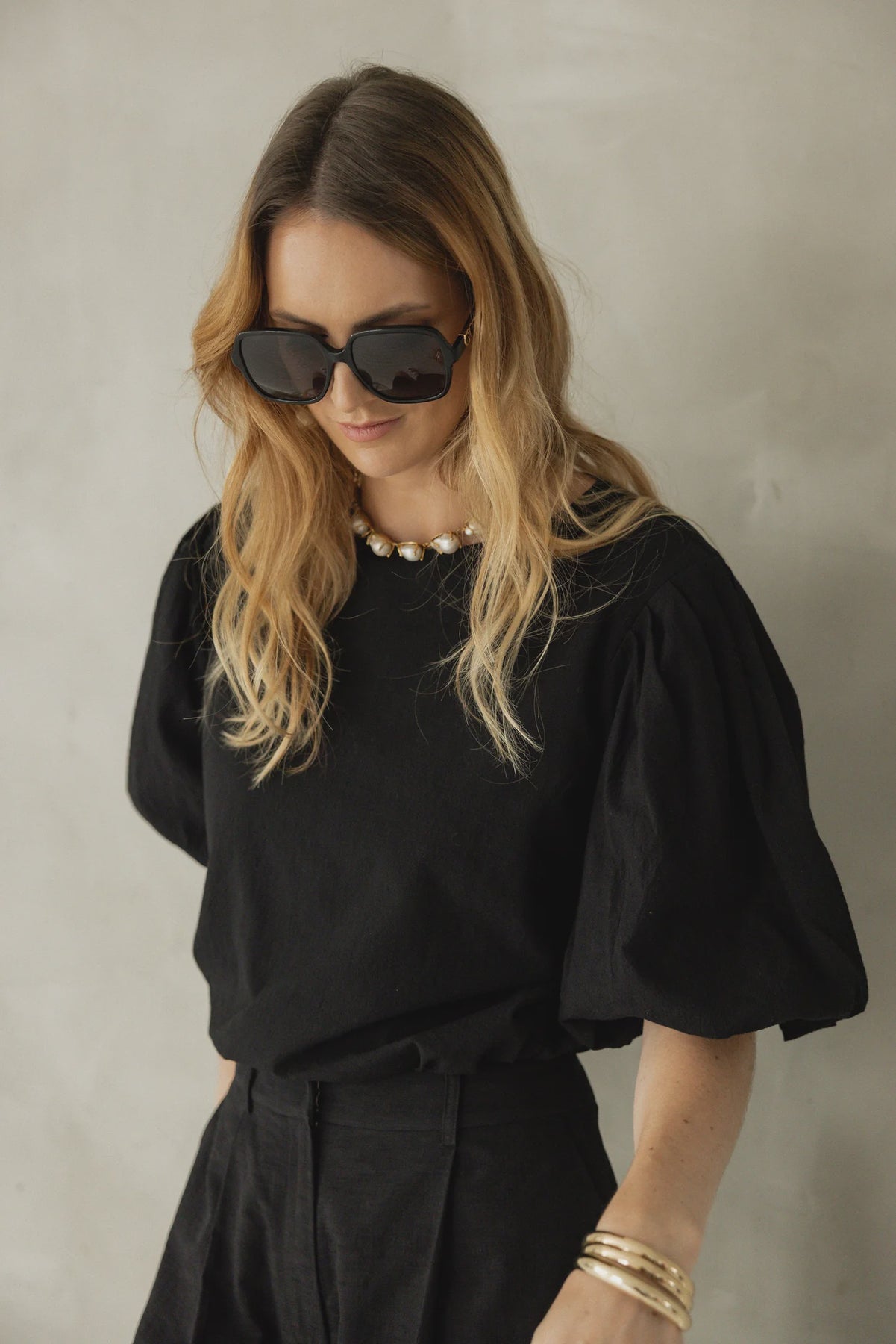 AMERI⭐︎ PUFF SLEEVE COMBINATION TOP amelia puff sleeve top // denim *zoco exclusive* – shop zoco