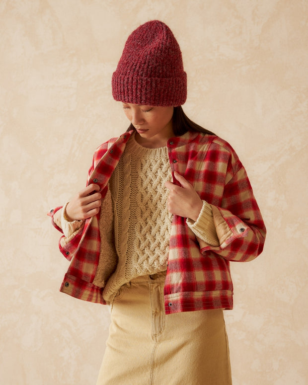 Indi & Cold Red Check Jacket with Shearling Lining SK210