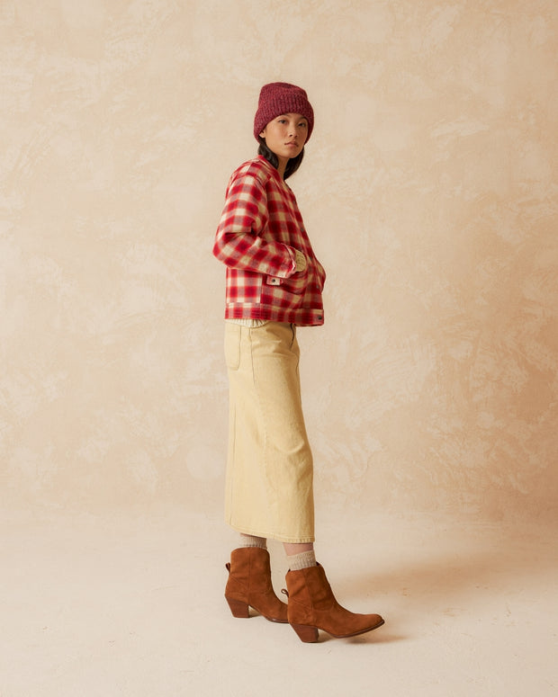 Indi & Cold Red Check Jacket with Shearling Lining SK210