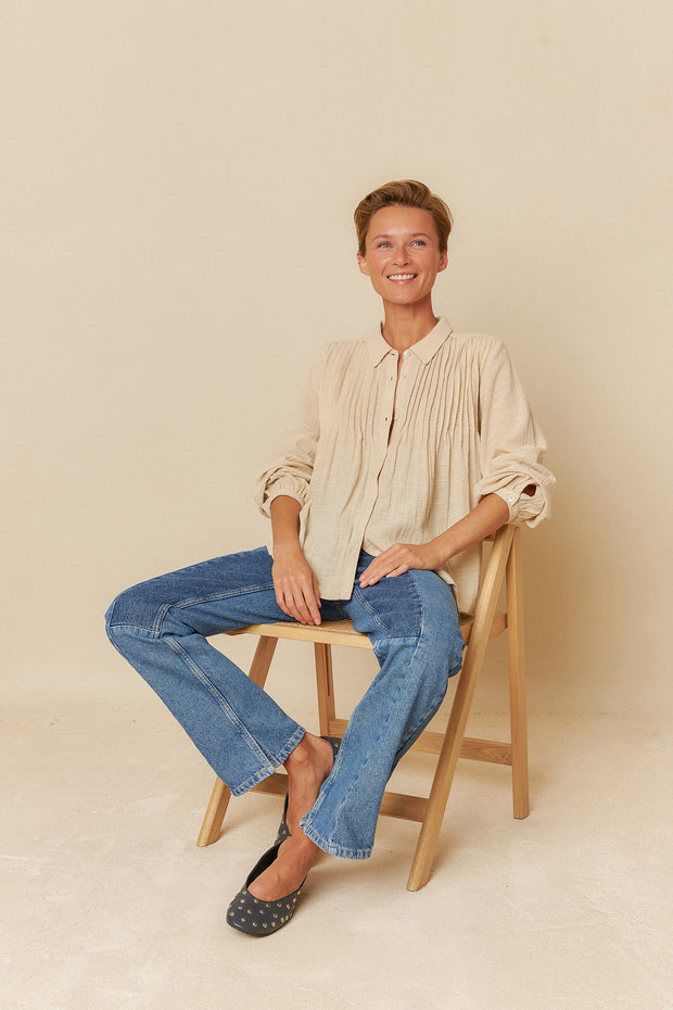 Indi & Cold SK271 Cotton Shirt Leah Piedra/Cream