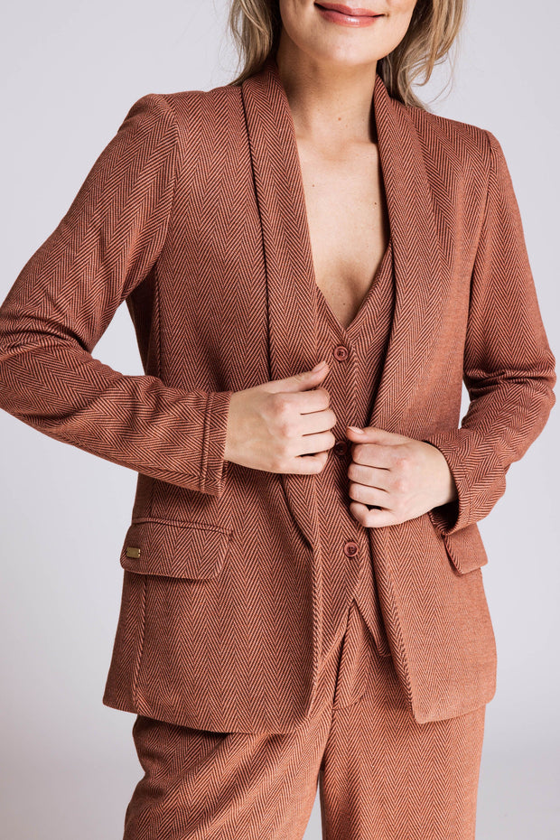 Helen Herringbone Jacket - Tango