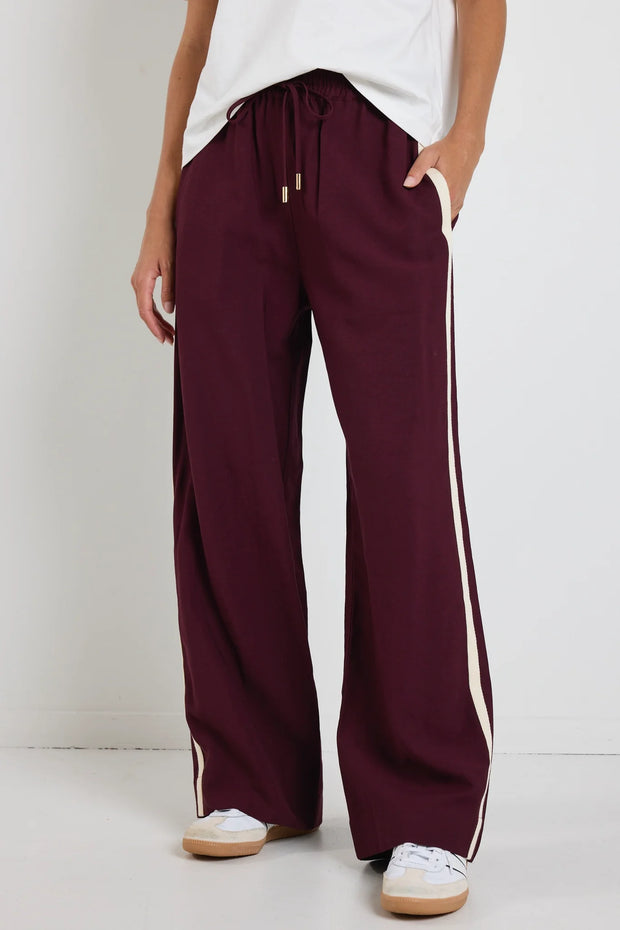 Townie Burgundy Stripe Side Wide Leg Pants