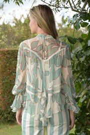 Flarey Tale Blouse - Vintage / Seafoam