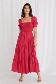 Tillie Raspberry Bodice Maxi Dress - Pink