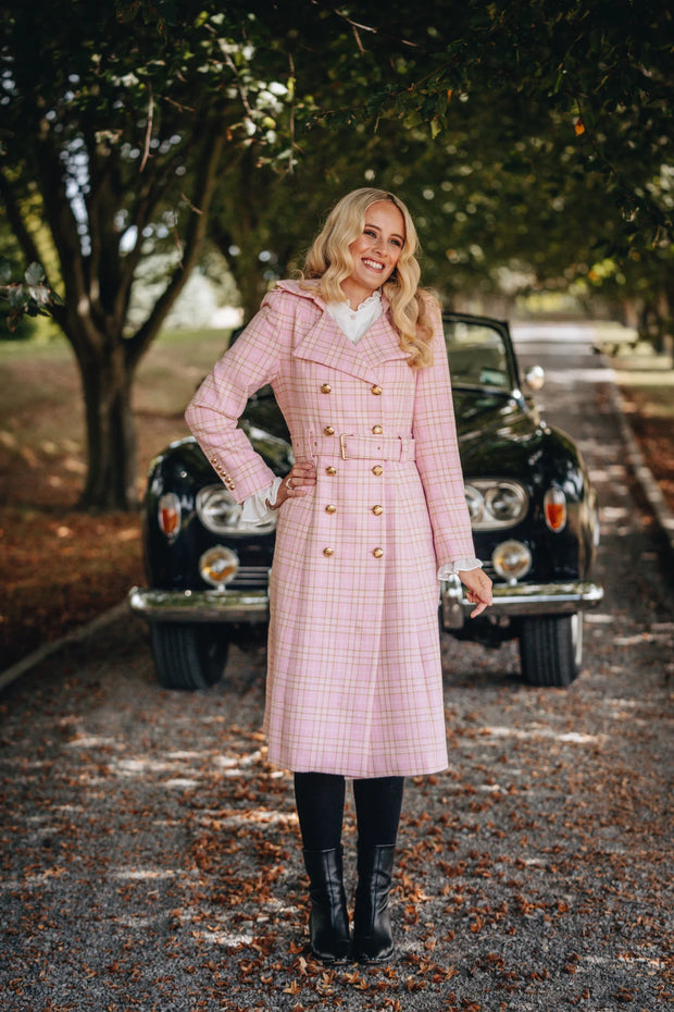 Brentwood Trench Coat Pink Tweed