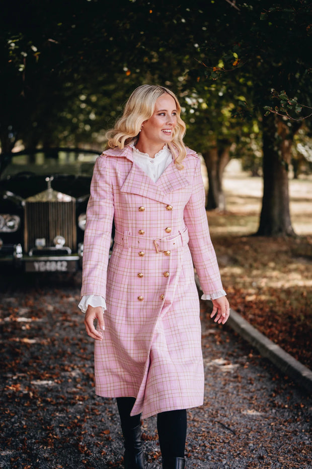 Brentwood Trench Coat Pink Tweed