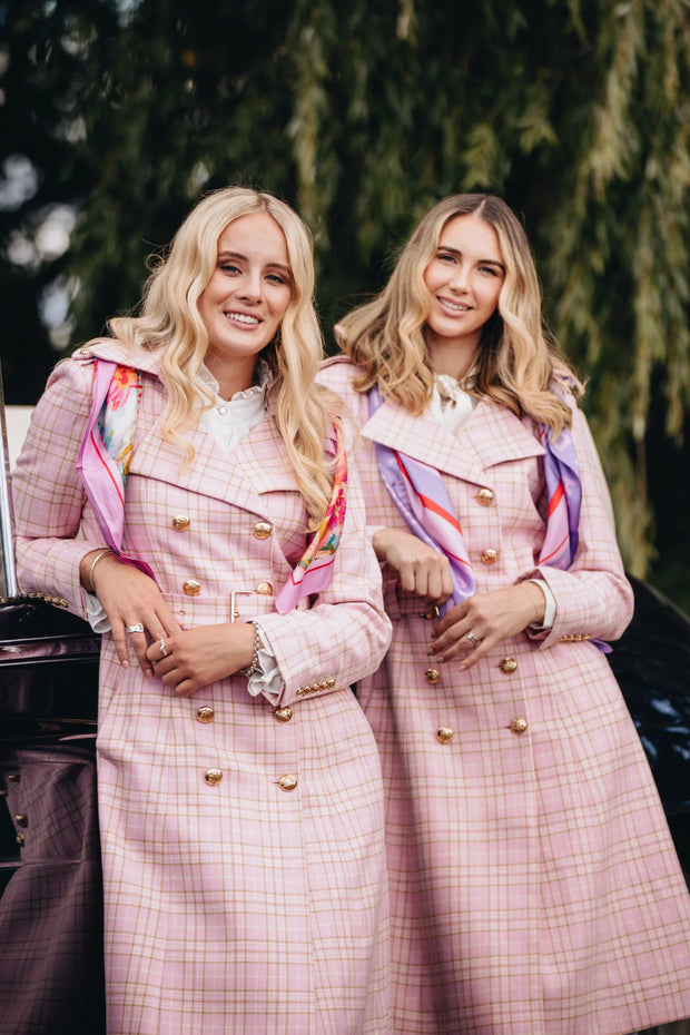 Brentwood Trench Coat Pink Tweed