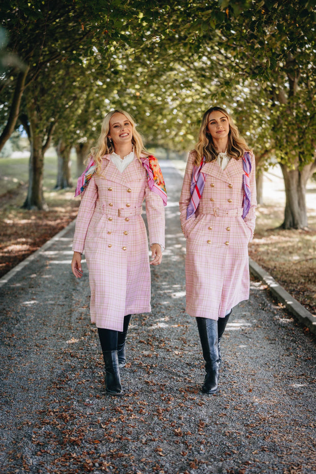 Brentwood Trench Coat Pink Tweed