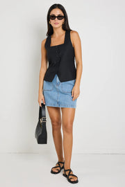 Viaduct Black Linen Vest