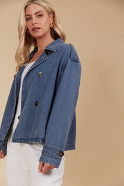 Freya Crop Trench - Denim