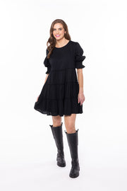 Claire Tiered Mini Dress - Black