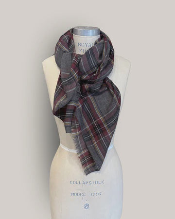 Yarnsmith Ash Square Check Scarf Wool