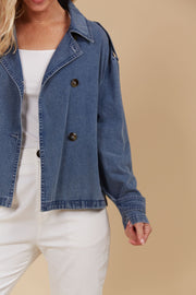 Freya Crop Trench - Denim