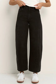 Varsity Black Wash Forward Seam Barrel Jeans