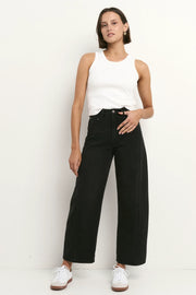 Varsity Black Wash Forward Seam Barrel Jeans
