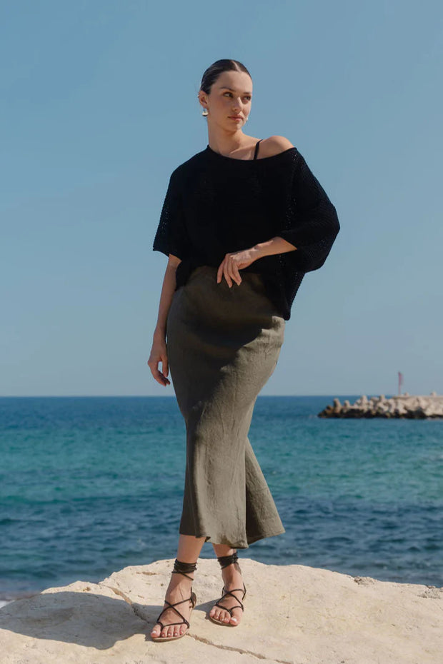 Bliss Khaki Linen Skirt