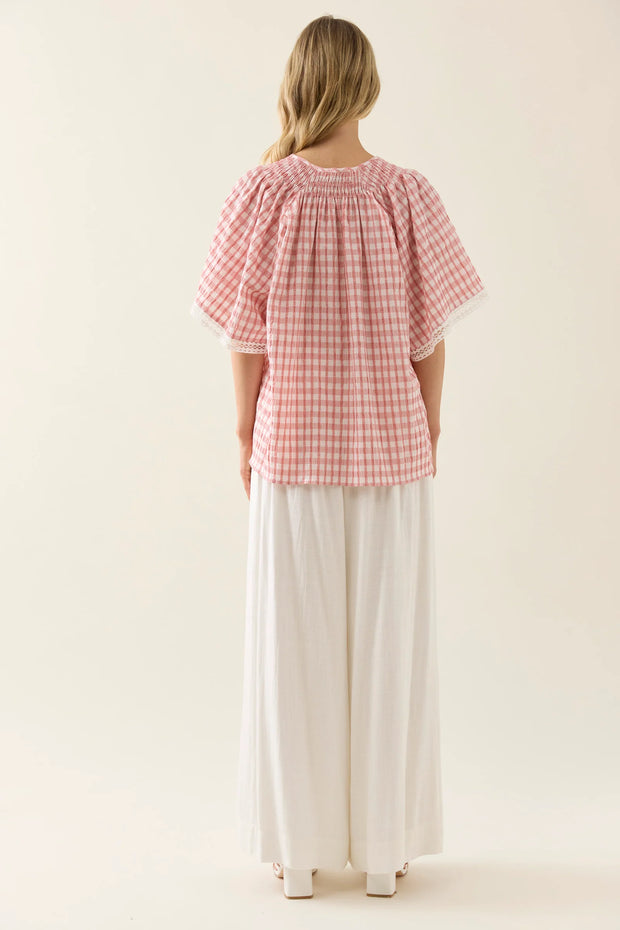Esther Shirred Top Pink