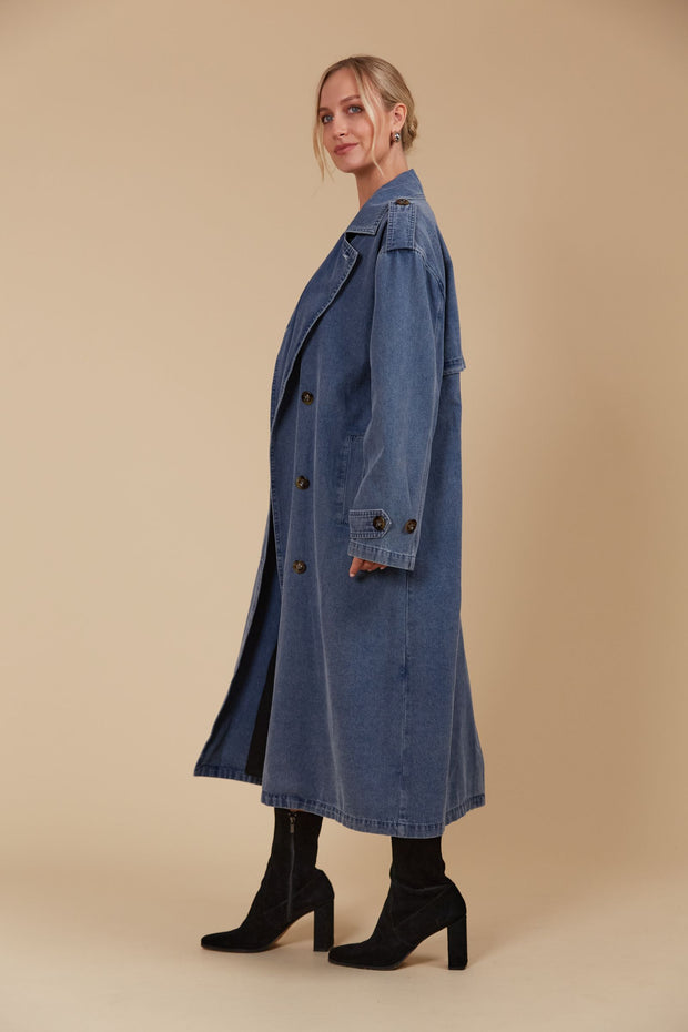 Freya Trench Coat - Denim