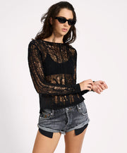 One Teaspoon Cinched In Laddered LS Knit Top