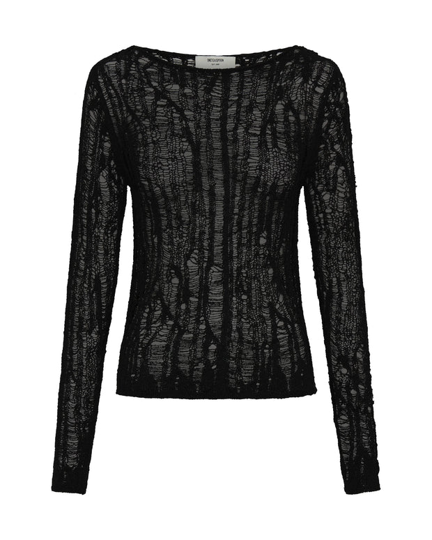 One Teaspoon Cinched In Laddered LS Knit Top