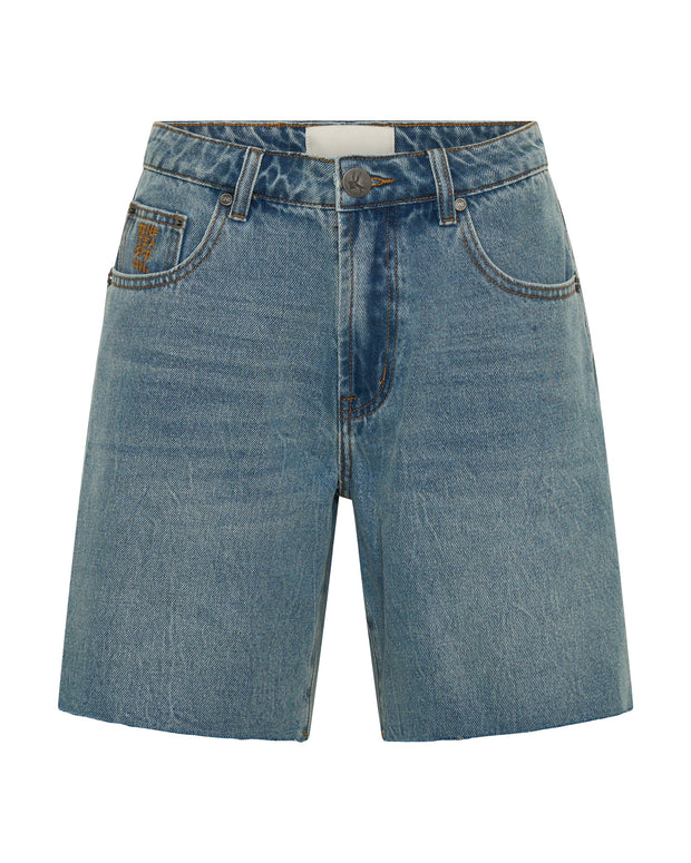 One Teaspoon Jacksons Mid Waist Shorts Blue Crush