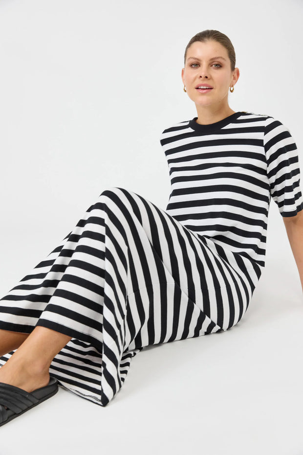 Studio Stripe Tshirt Dress Ebony
