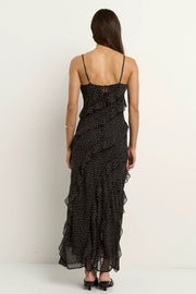 Galore Black Polka Dot Bias Slip Dress