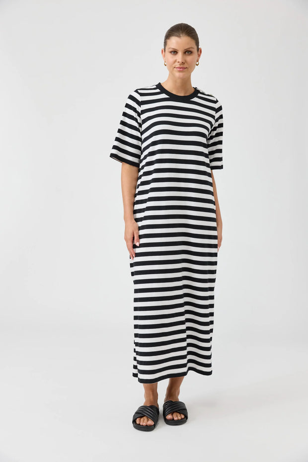 Studio Stripe Tshirt Dress Ebony