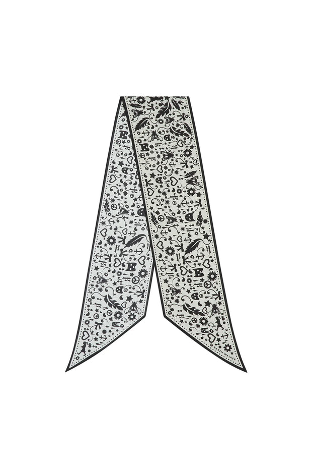 Filigree Sash Scarf - Cream/Black