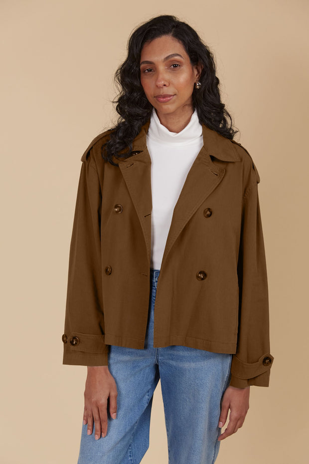 Freya Crop Trench - Toffee