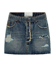 One Teaspoon Boys Club Blue Belted Denim Mini Skirt