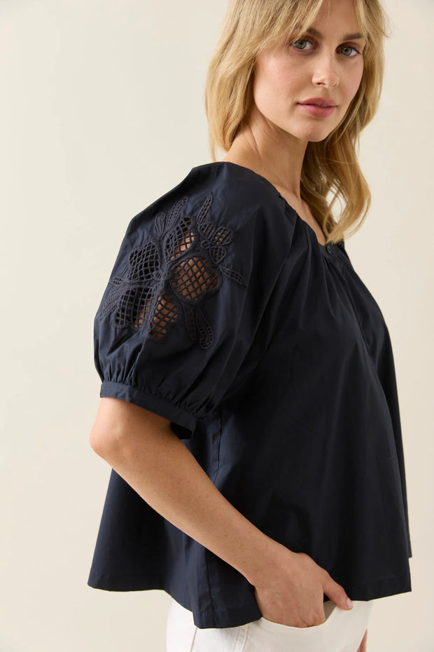 Nilsa Button Top Navy