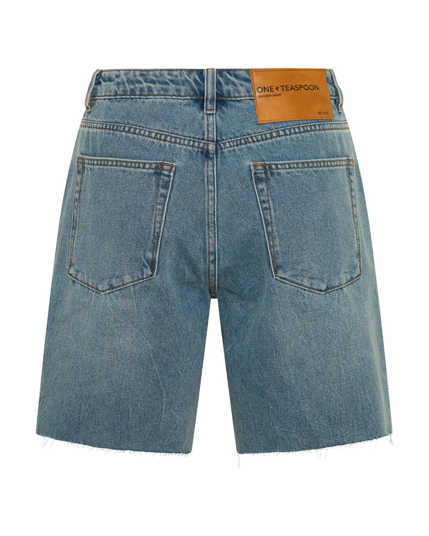 One Teaspoon Jacksons Mid Waist Shorts Blue Crush