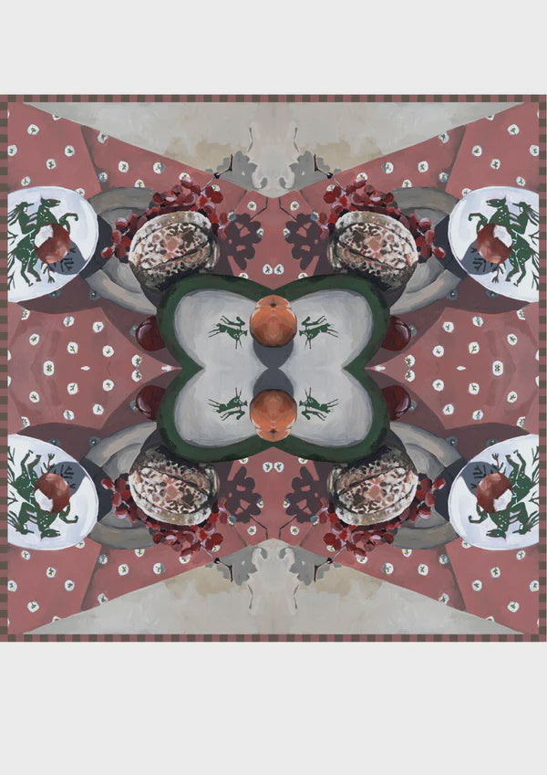 Far Mer Silk Scarf Green Horse