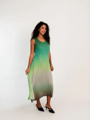 Alquema Long Estrella Dress Green to Tambourine