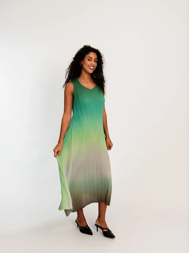 Alquema Long Estrella Dress Green to Tambourine