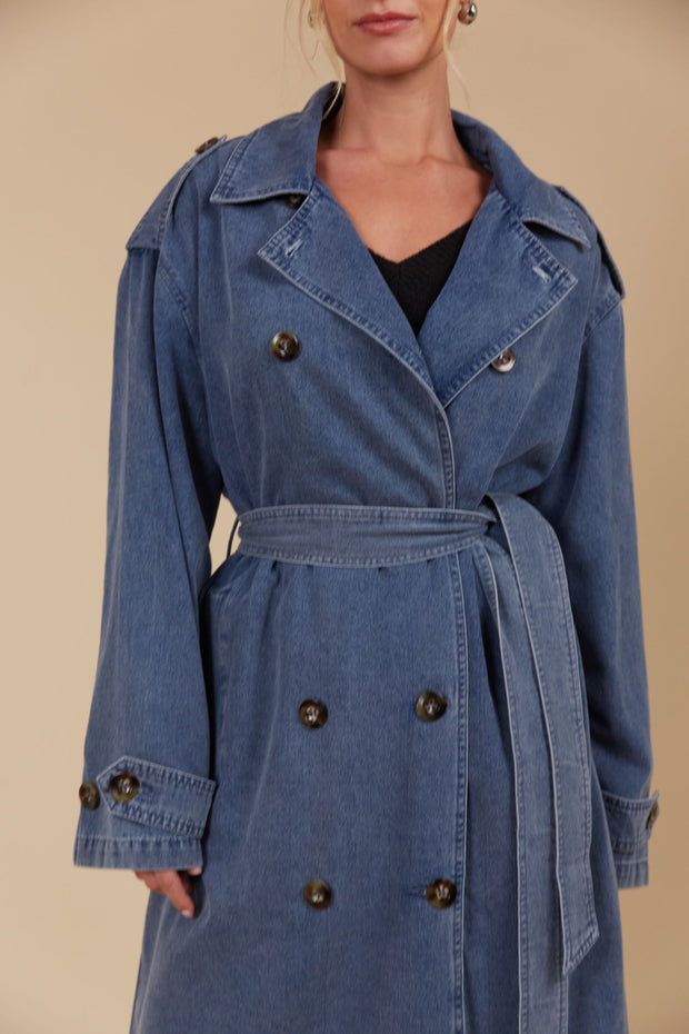 Freya Trench Coat - Denim