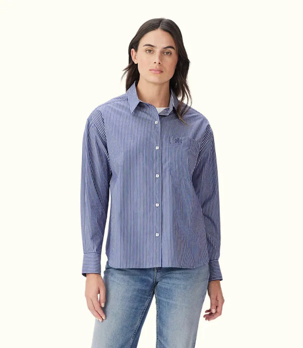 R.M.Willams Hopeland Blue White Stripe Poplin Shirt
