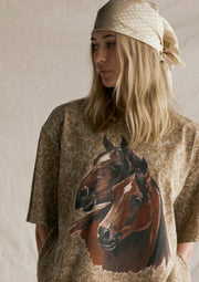 Far Mer Houndstooth Horse Latte Cotton Bandana