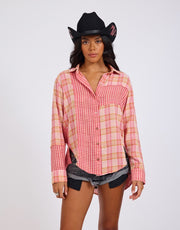One Teaspoon Flannel Checked Cotton Muslin Shirt Pink