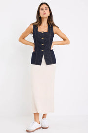 View Indigo Denim Square Neck Vest - Indigo Denim
