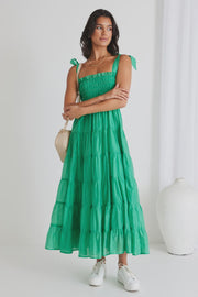 Isabella Green Strappy Tiered Maxi Dress