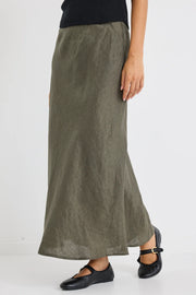 Bliss Khaki Linen Skirt