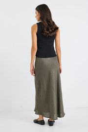 Bliss Khaki Linen Skirt