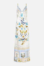Camilla V Neck Long Bias Slip Dress Botanical Ballads